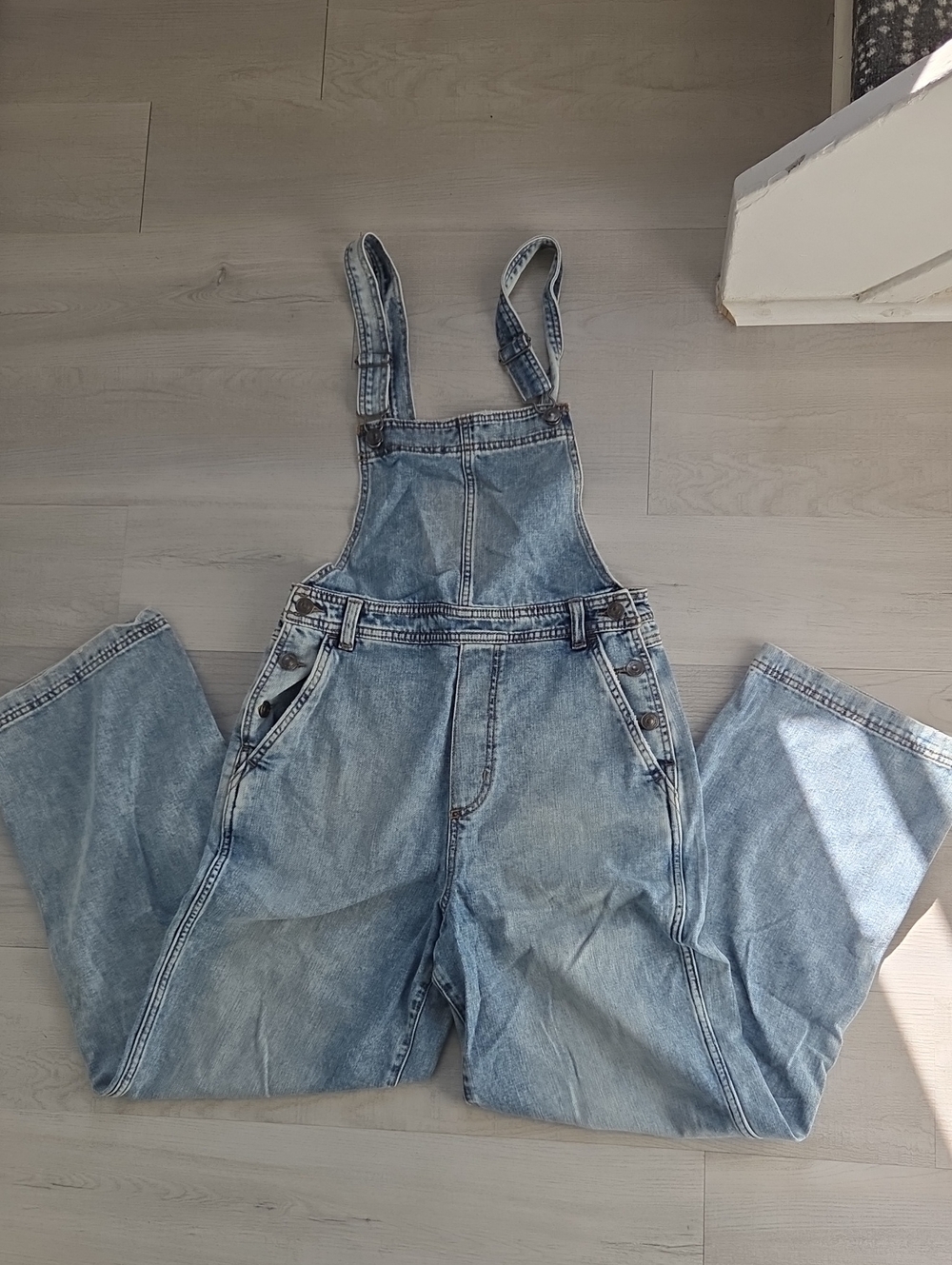 Aerie Overalls, Low Back, Light Wash Denim - Size S